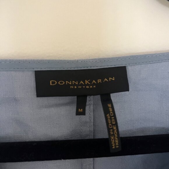 Donna Karan Light Blue Short Sleeved Linen Mini Dress Medium - Picture 2 of 4